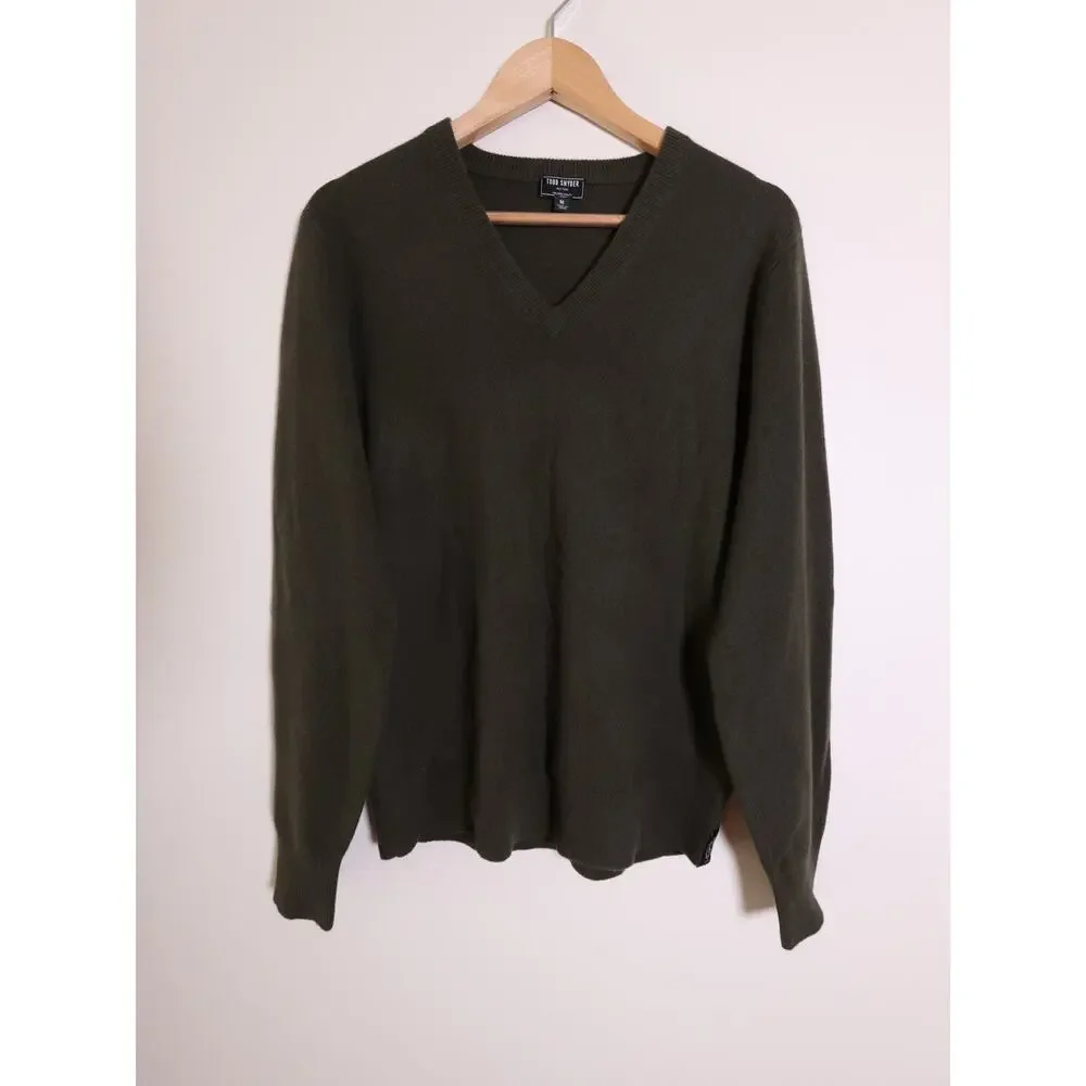 Todd Snyder New York 100% Cashmere V-Neck Sweater Olive Green Men’s Size M